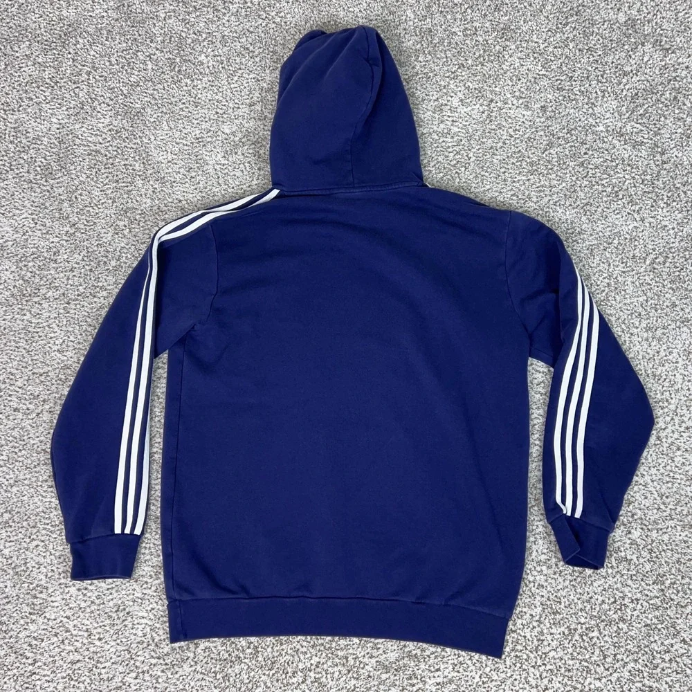 Adidas Hoodie Mens Large Blue‎ Trefoil 3 Stripes Pullover Sweatshirt Sweater Top